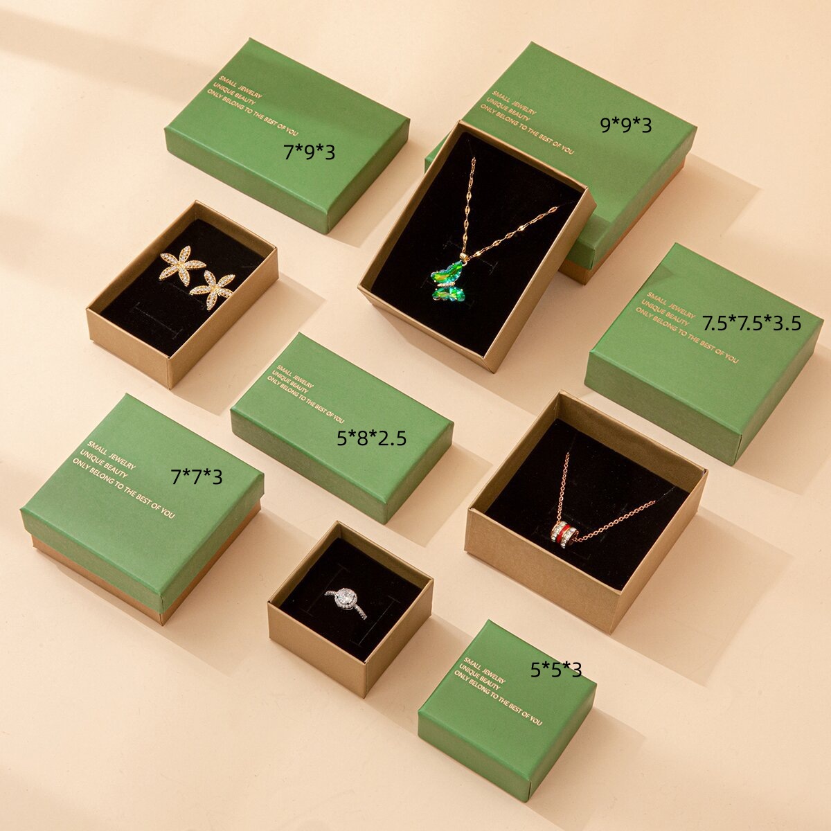 Elegant Fresh Cardboard Square/Rectangle Jewelry Box Valentine's Day Gift Box for Rings Accessories Bracelets Necklaces Box