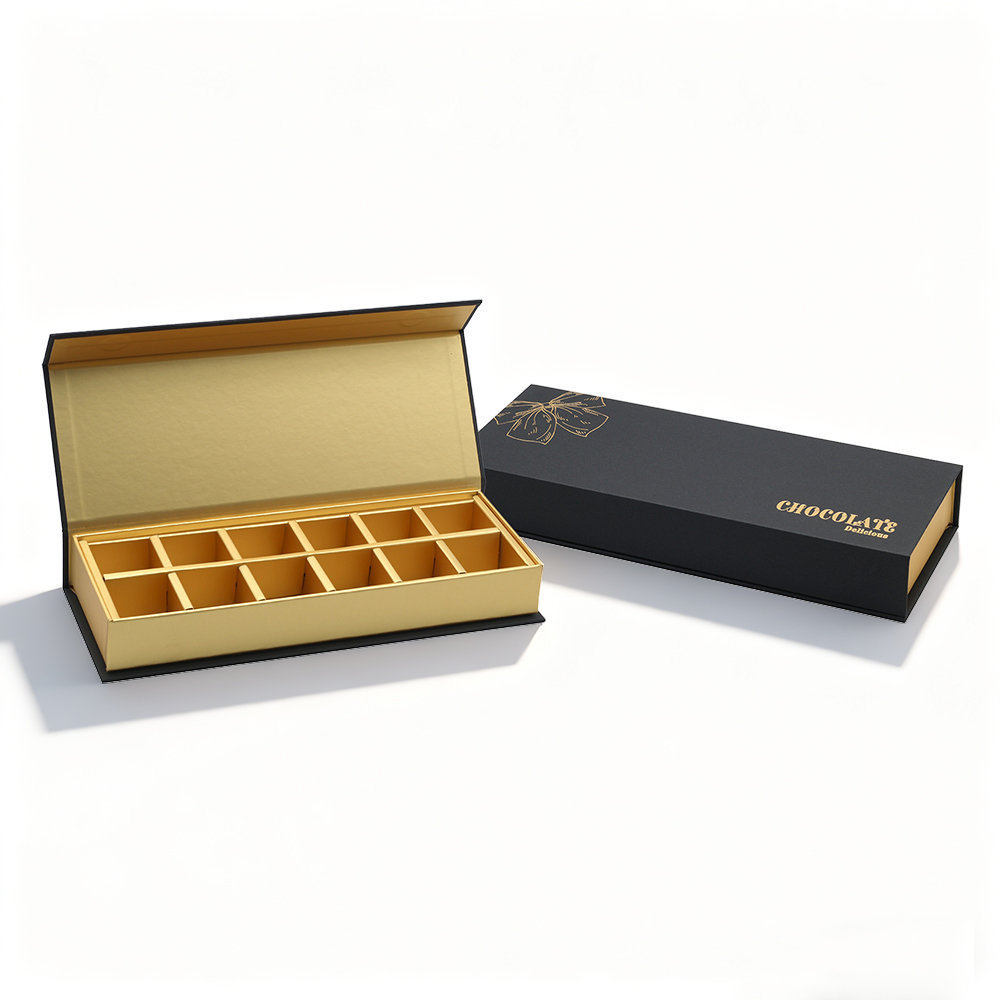 luxury custom design empty gold hard cover individual magnetic truffle chocolate gift dividers packaging boxes for chocolates
