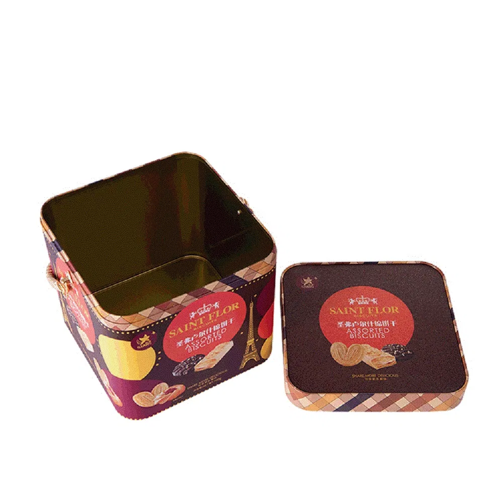 Custom Empty Cookies Tin Packaging Boxes Wholesale with Lid for Wedding Gifts