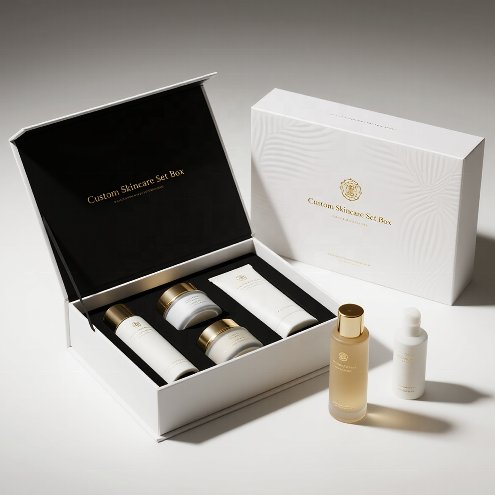 Custom Magnetic Box For Premium Ivory White Gift Box Packaging Of Skincare Set