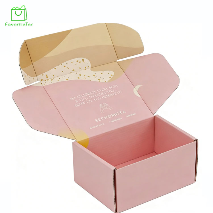 Custom Printed Pink Mailer Box With Logo Corrugated Shipping Packaging Boxes For Gift Cosmetic