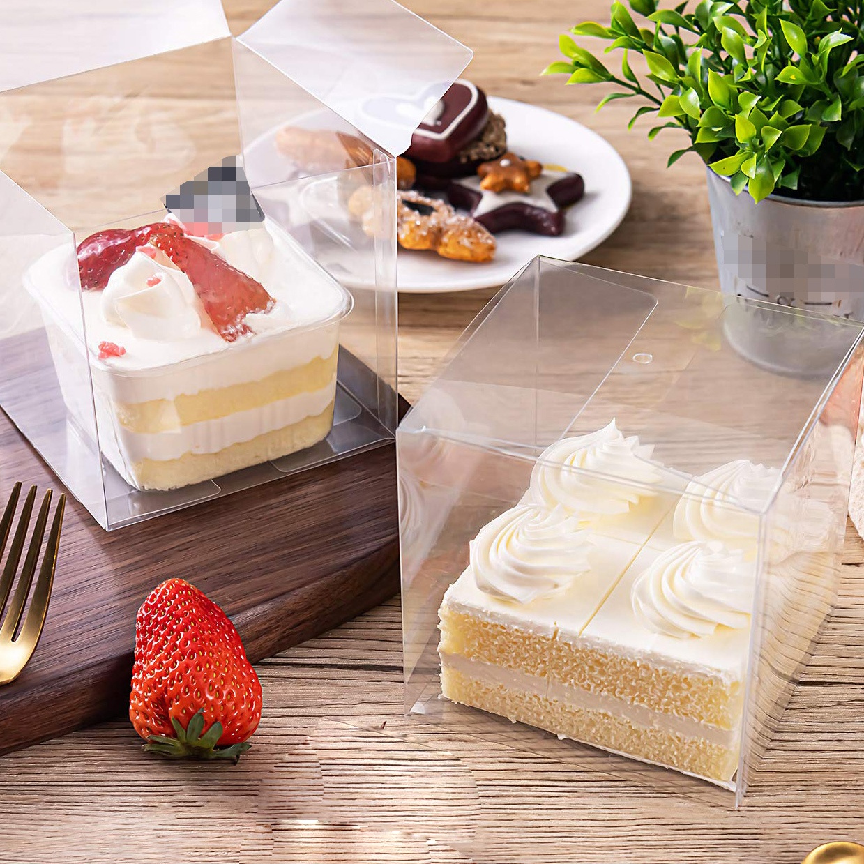 Custom Clear Candy Apple Boxes 4"X 4"X 4" Transparent Pet Pvc Plastic Food-Grade Treat Box for Caramel Cake Cookies Chocolate