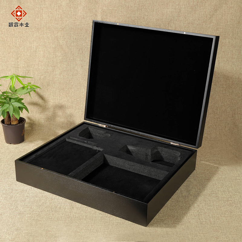Corporate Anniversary Custom Wooden Box High-End Material Office &amp; Life Combination Business Gift Black Gift Box Set