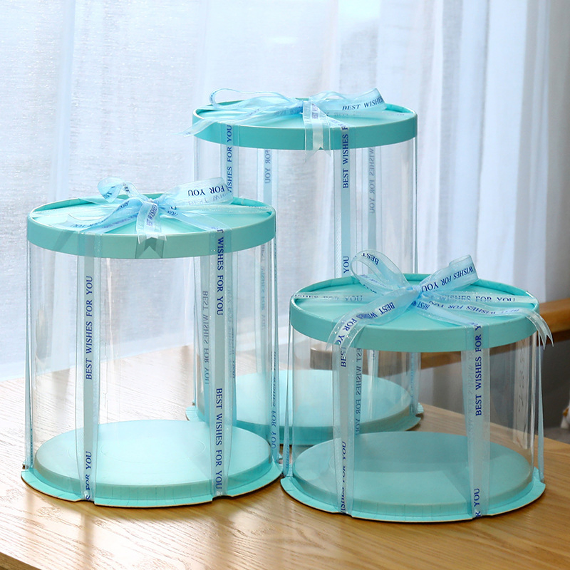 Wholesale Cake Packaging Box Cake Boxes in Bulk Transparent Pet PVC Food Flower Party Gift Round Squared Packaging Plastic with Printing Box