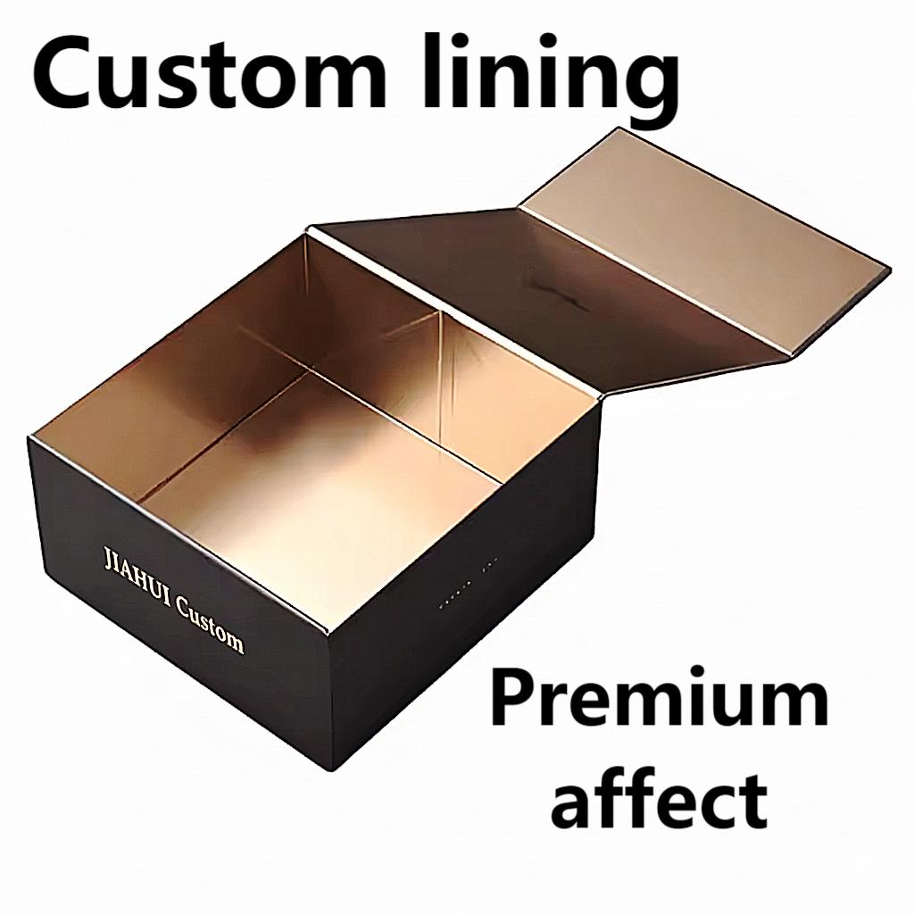 Custom Foldable Rigid Gift Box with Magnetic Closure Collapsible Design Embossing Matt Lamination Gold Liner