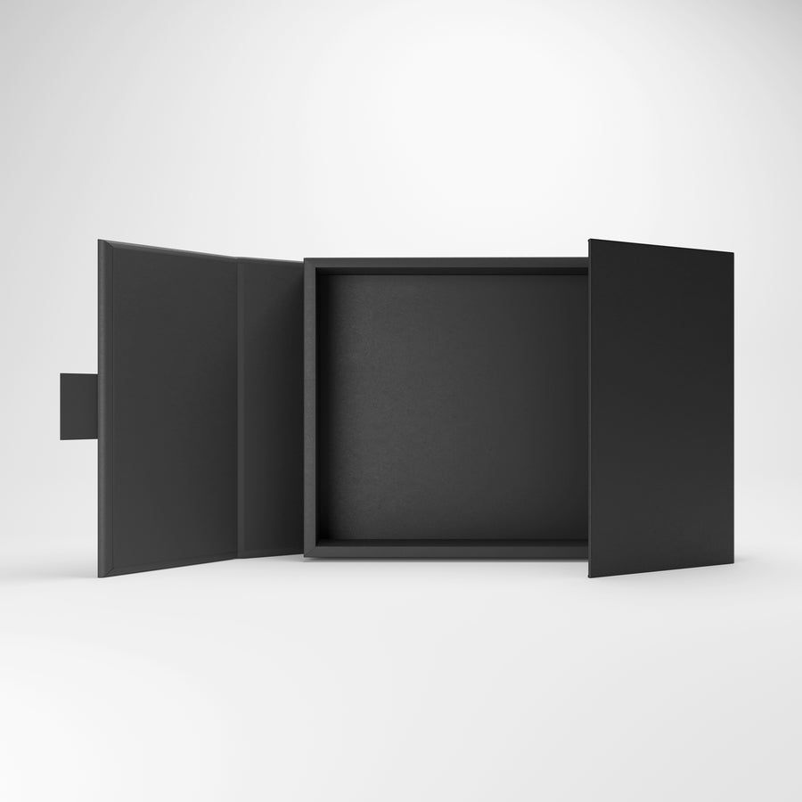 Custom Matte Black Double Door Flip Top Rigid Gift Box for Corporate Gift Set Packaging