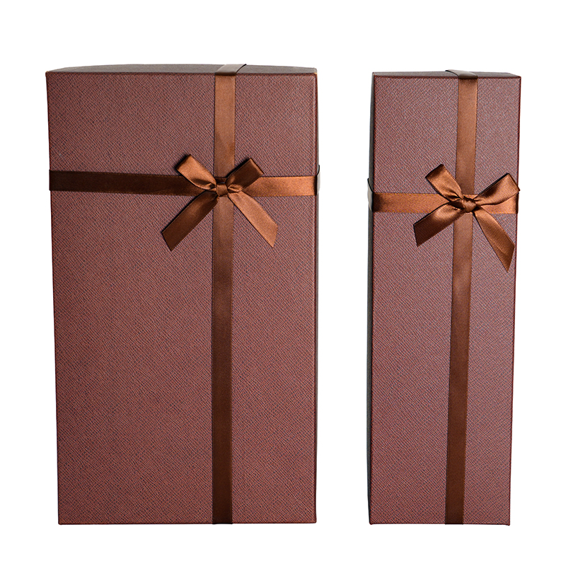 Custom Logo Rigid Carton Red Wine Single Bottle Box Ribbon Decorated Water Glass Box Rectangular Carton with PE Tray Built-in