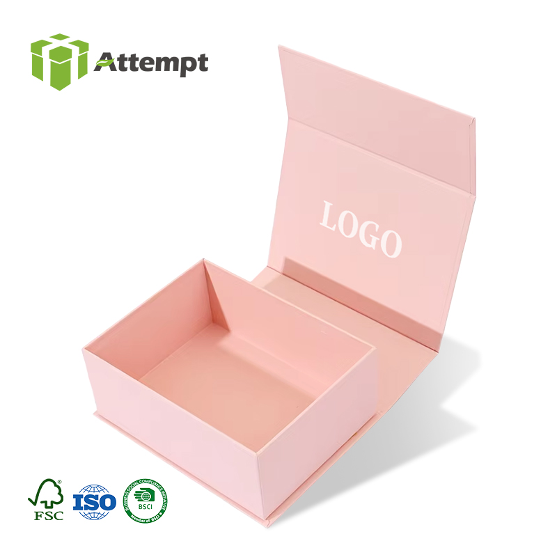 Customizable Logo Pink Luxury Magnetic Gift Box Custom Rigid Gift Box For Skincare &amp; Cosmetics