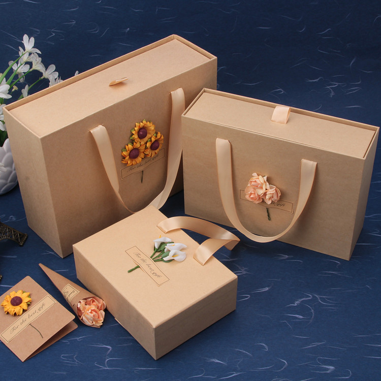 Creative Drawer-Style Kraft Paper Gift Box for Skincare Cups &amp; Cosmetics; Birthdays and Holidays