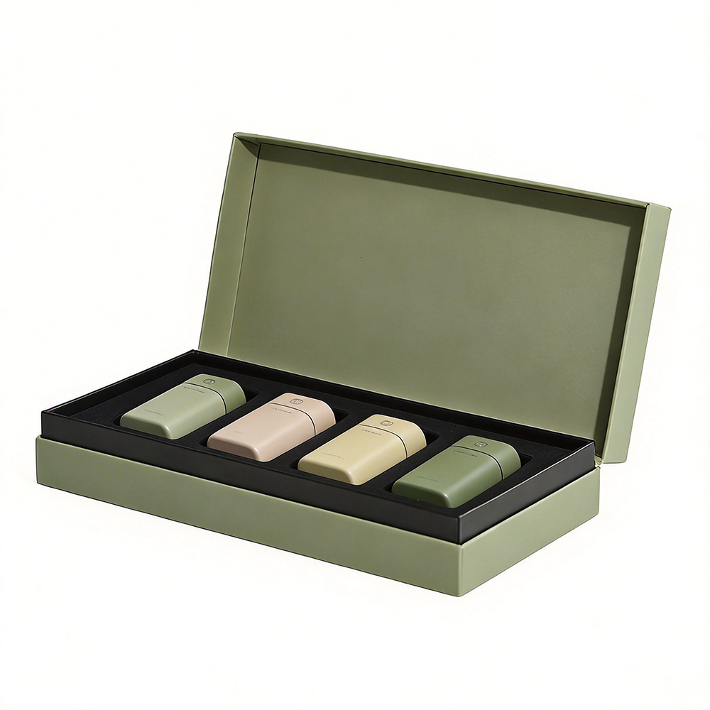 High-End Eco-Friendly Biodegradable Cardboard Cosmetic Box With Magnetic Closure Custom Logo Hot Stamping Handle 2mm Thickness