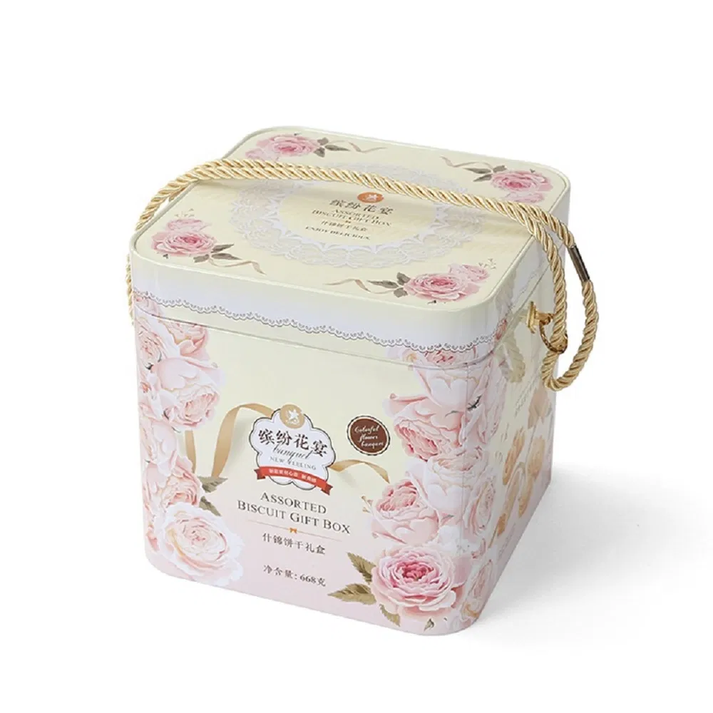 Custom Empty Cookies Tin Packaging Boxes Wholesale with Lid for Wedding Gifts