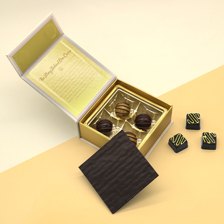 Eco Friendly Recycled Gold Paper Cardboard Magnetic Closure Chocolate Luxury Box With Tray Insert