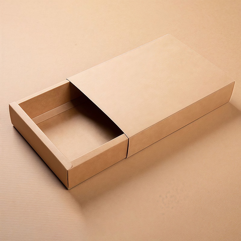 Manufacturer Custom Logo Printed Recycled Materials Cardboard Gift Box UV Coating Kraft Paperboard Drawer Box Gold Foil Stamping