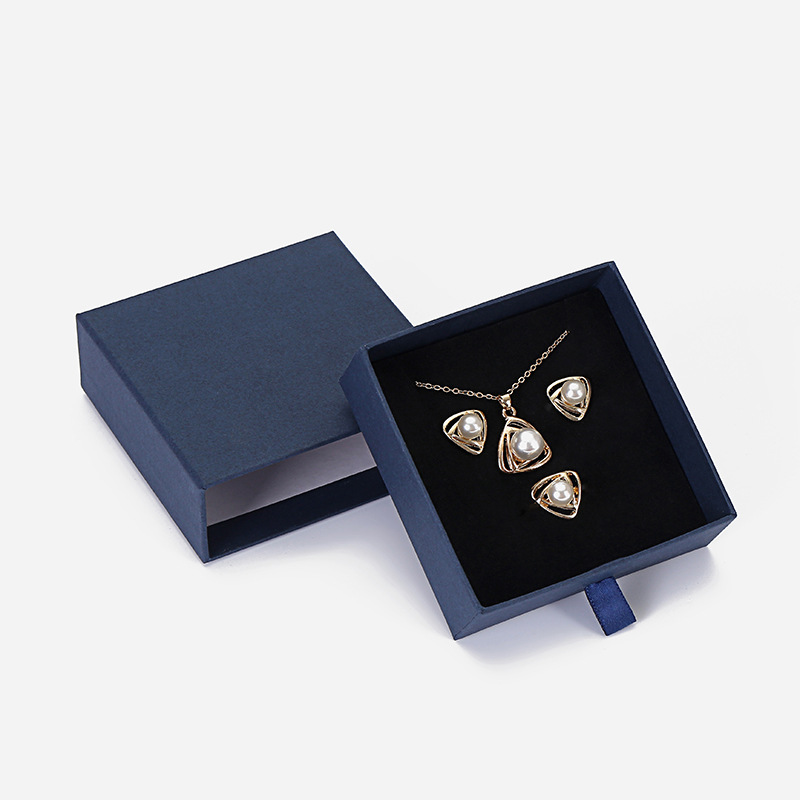 High-end Blue Paper Jewelry Box Wholesale Special Necklace Stud Bracelet Creative Packaging Gift Box China