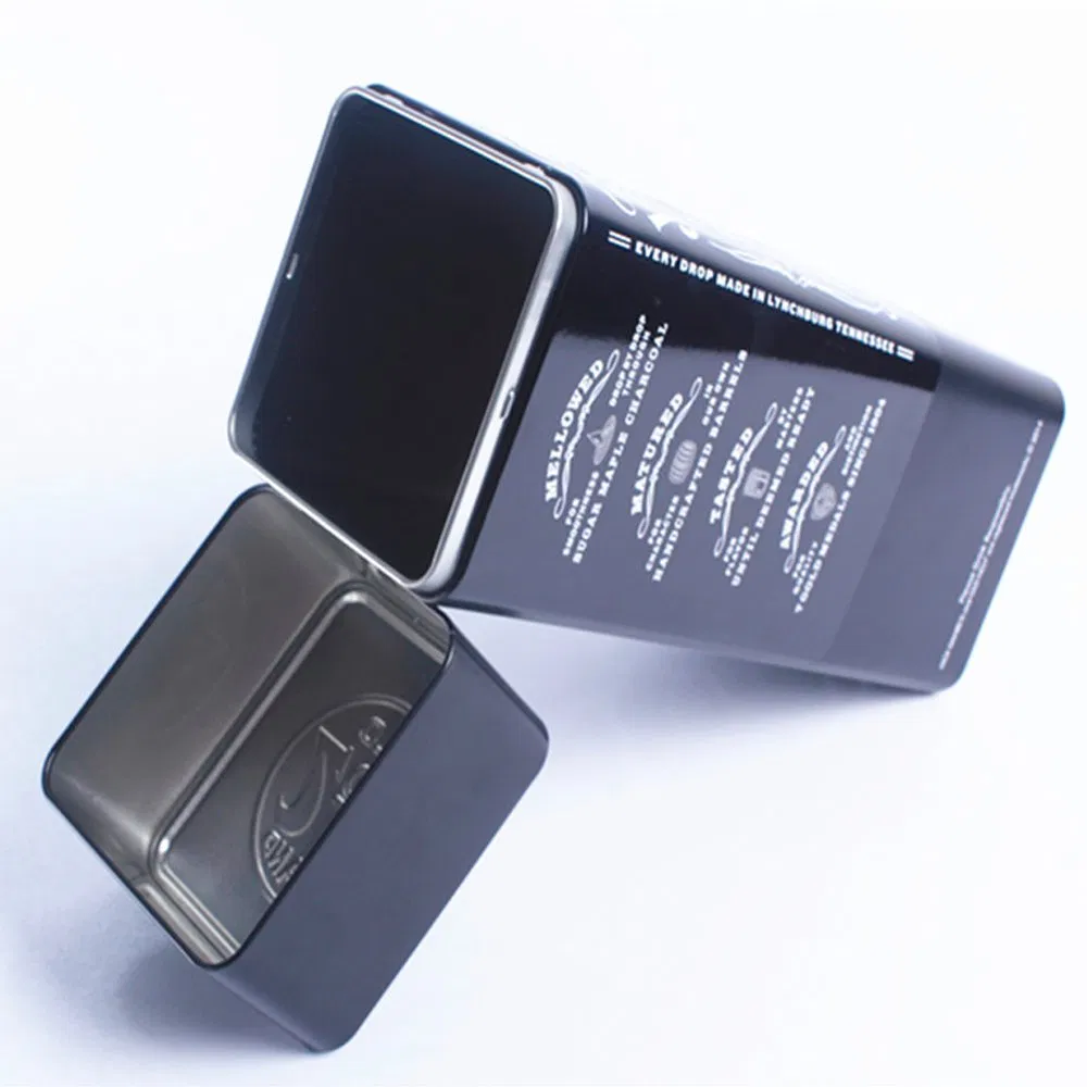 Environmentally Resealable Food Grade Round Metal Tin Box Black Gift Packaging Tin Can