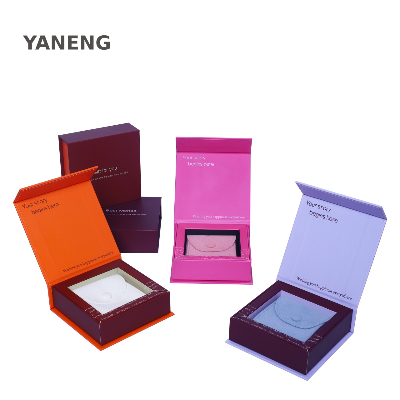 Factory Premium Eco-friendly Personalized Square Rigid Coated Cardboard Jewelry Boxes with Flip Top Closure for Valentine's Day