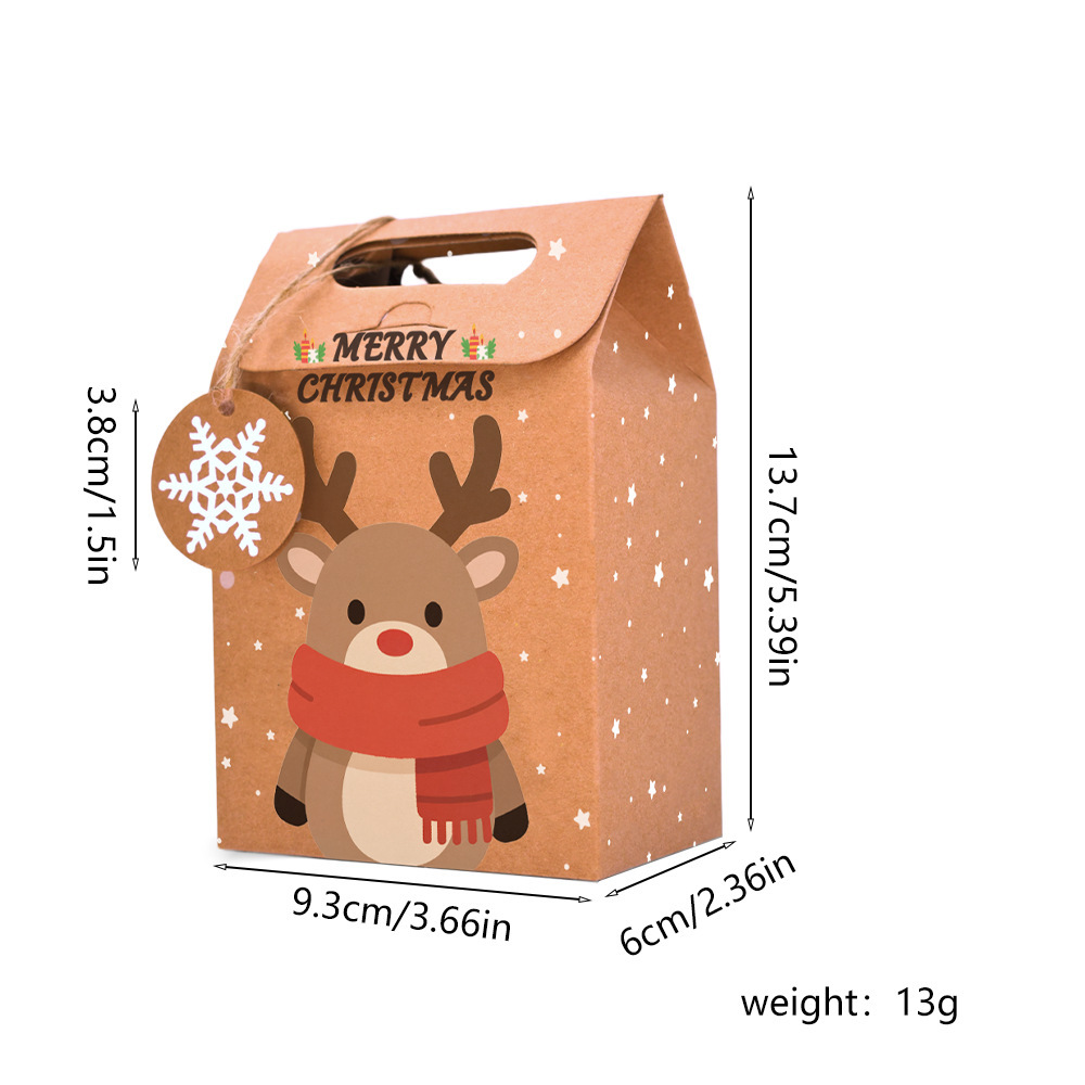 Wholesale Recycle Snack Cookies Candy Gift Bag 24 Pcs/set House Merry Christmas Party Decor Kraft Paper Gift Box with Handle