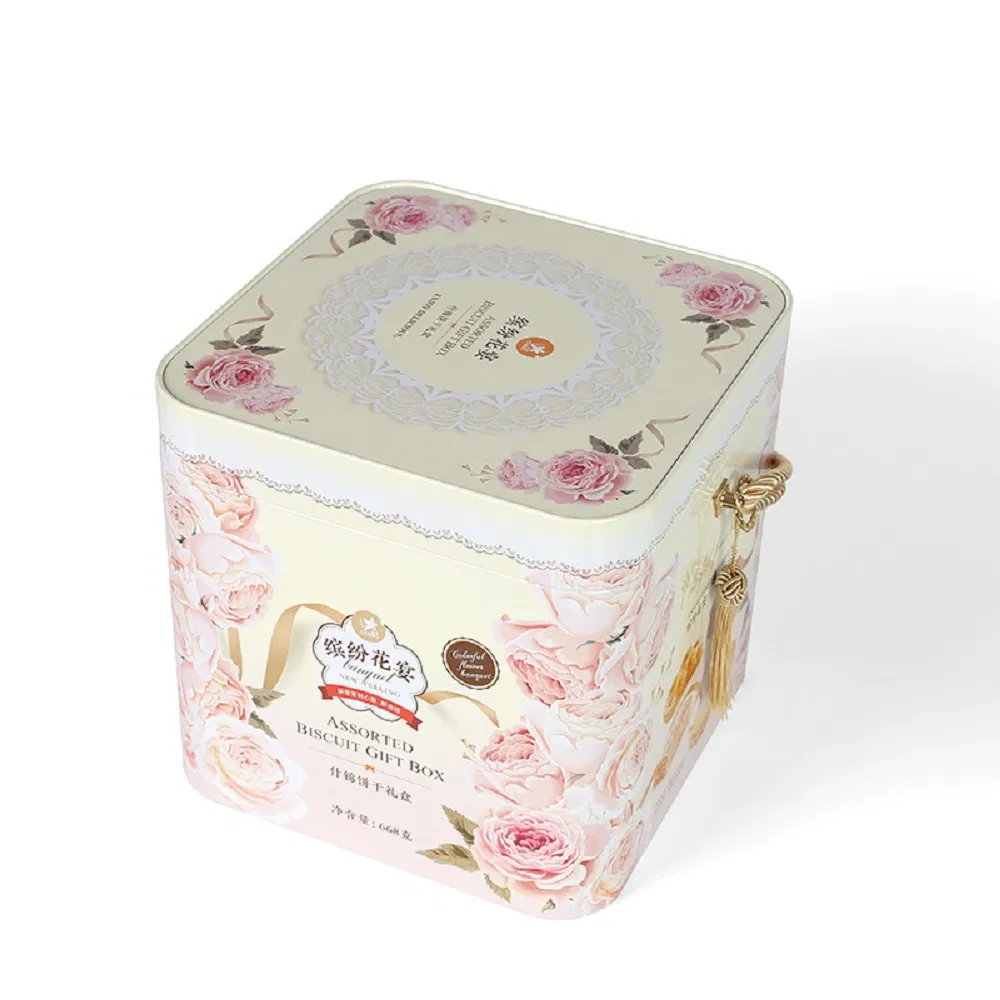 Custom Empty Cookies Tin Packaging Boxes Wholesale with Lid for Wedding Gifts