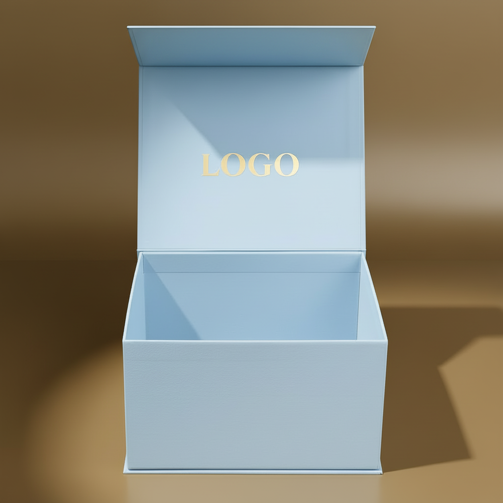 Wholesale Custom Magnetic Folding Gift Box Satin Ribbon Gold Foil Stamping Luxury Rigid Cardboard Folding Gift Box