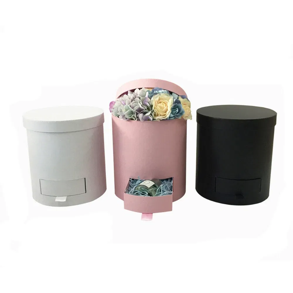 Cardboard Round Shaped Flower Packaging Craft Paper Gift Box Storage Valentines Day/Birthday/Mothers Day/Wedding for Packing Flowers