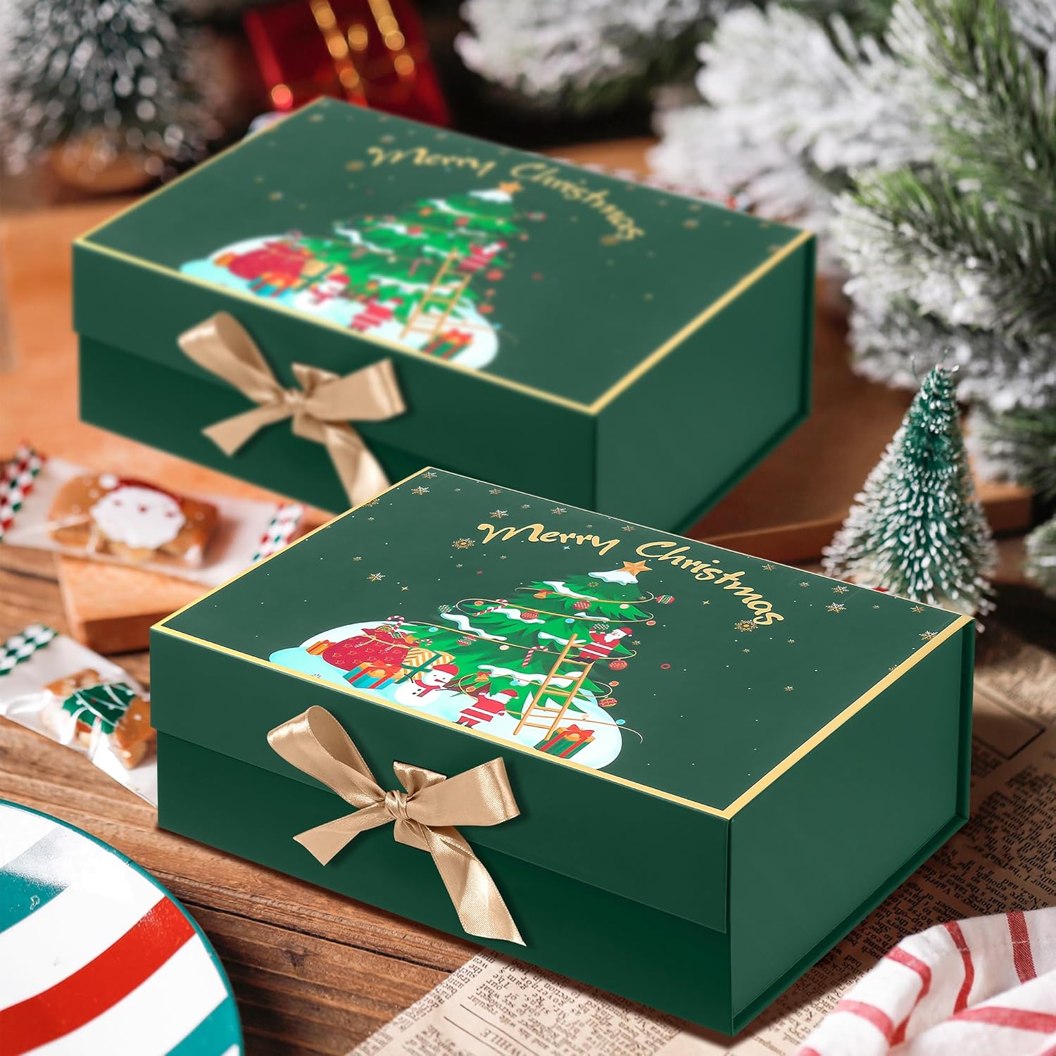 Giflsaidsprest Large Sturdy Luxury Christmas Magnetic Gift Box Lid 12.6x8x4.4 Inches Paper Made for Candle Perfect Holiday Gift