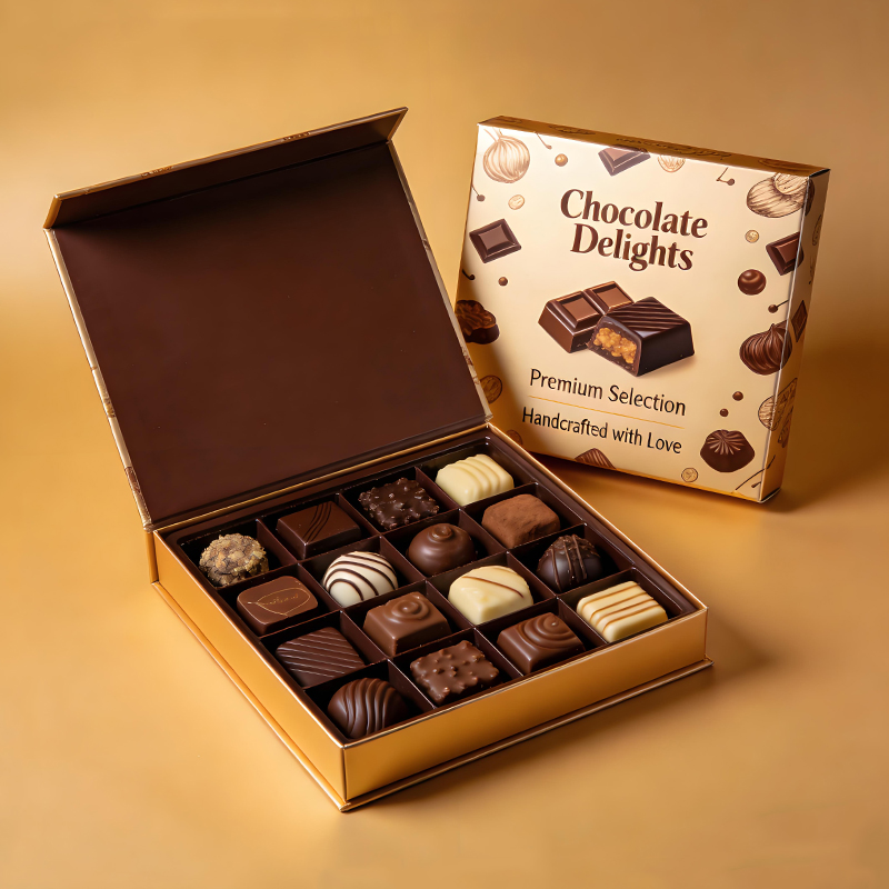 Custom Printing Logo Chocolate Gift Boxes Design Magnetic Clamshell Folding Rigid Cardboard Paper Packaging Box for Food