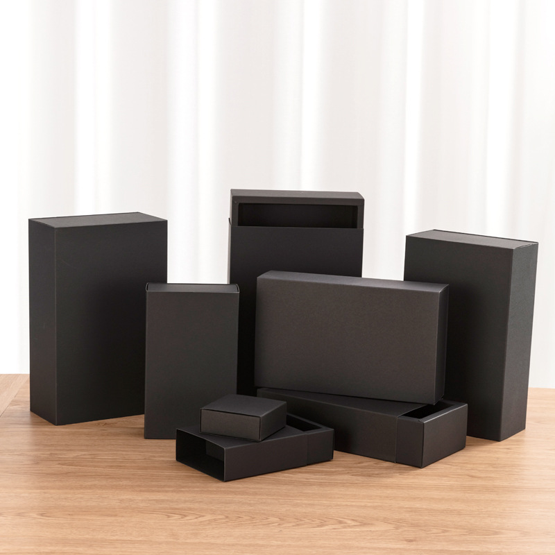 Kraft Paper Gift Boxes Sliding Drawer Paper Box With Frosted PVC Sleeve
