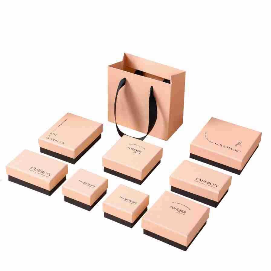 Pink Jewelry Packaging Gift Box Set with Rings, Earrings, Necklace Pendants and Jewelry Boxes - in Stock