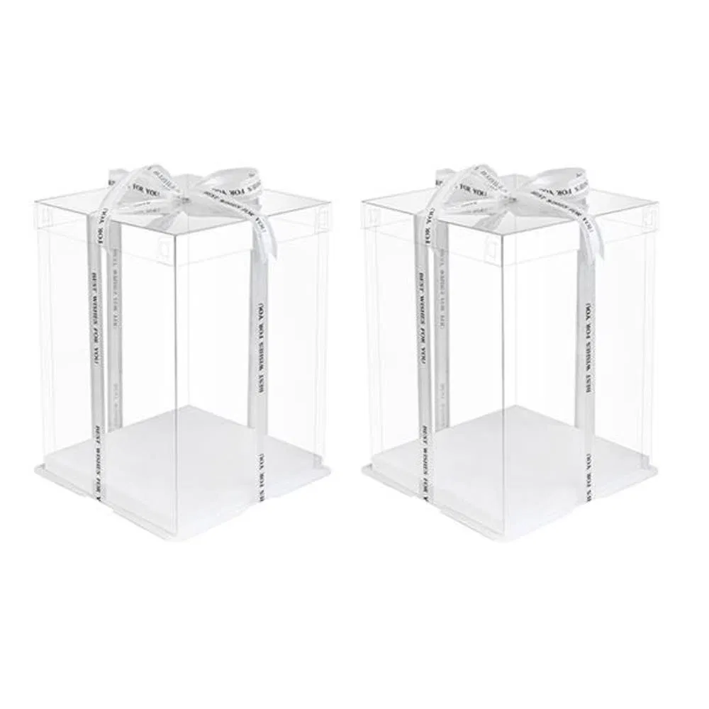 Wholesale Tall Transparent Plastic Clear Cake Packaging Box Wedding Pop Pastry Gift Bakery Cake Display Box