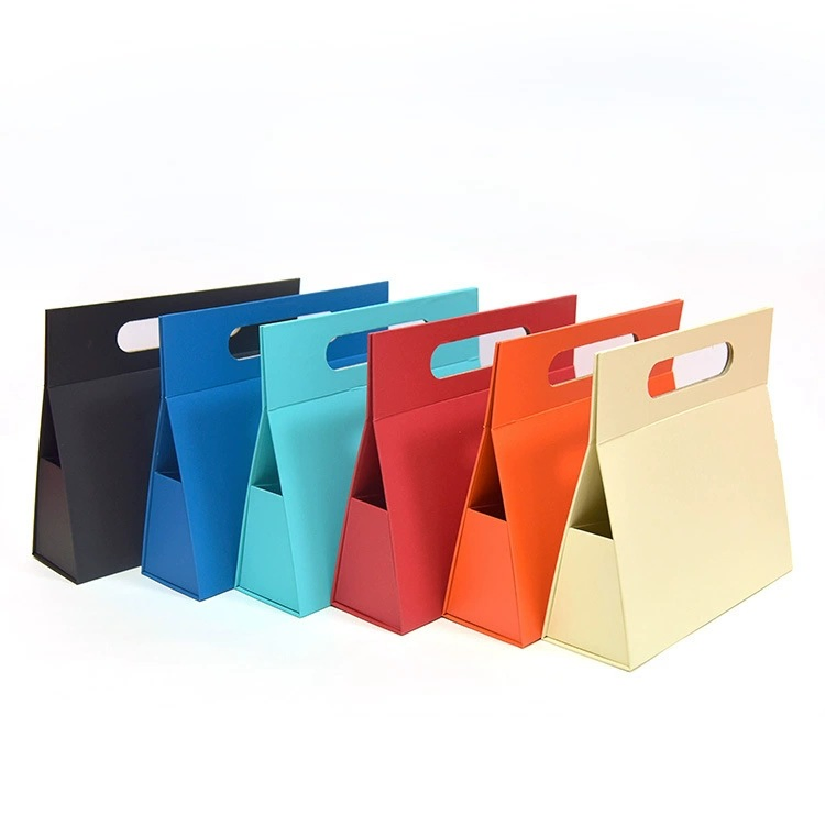 Customized Rigid Paper Bag Gift Boxes Triangular Foldable Collapsible Hand-Held Magnetic Closure