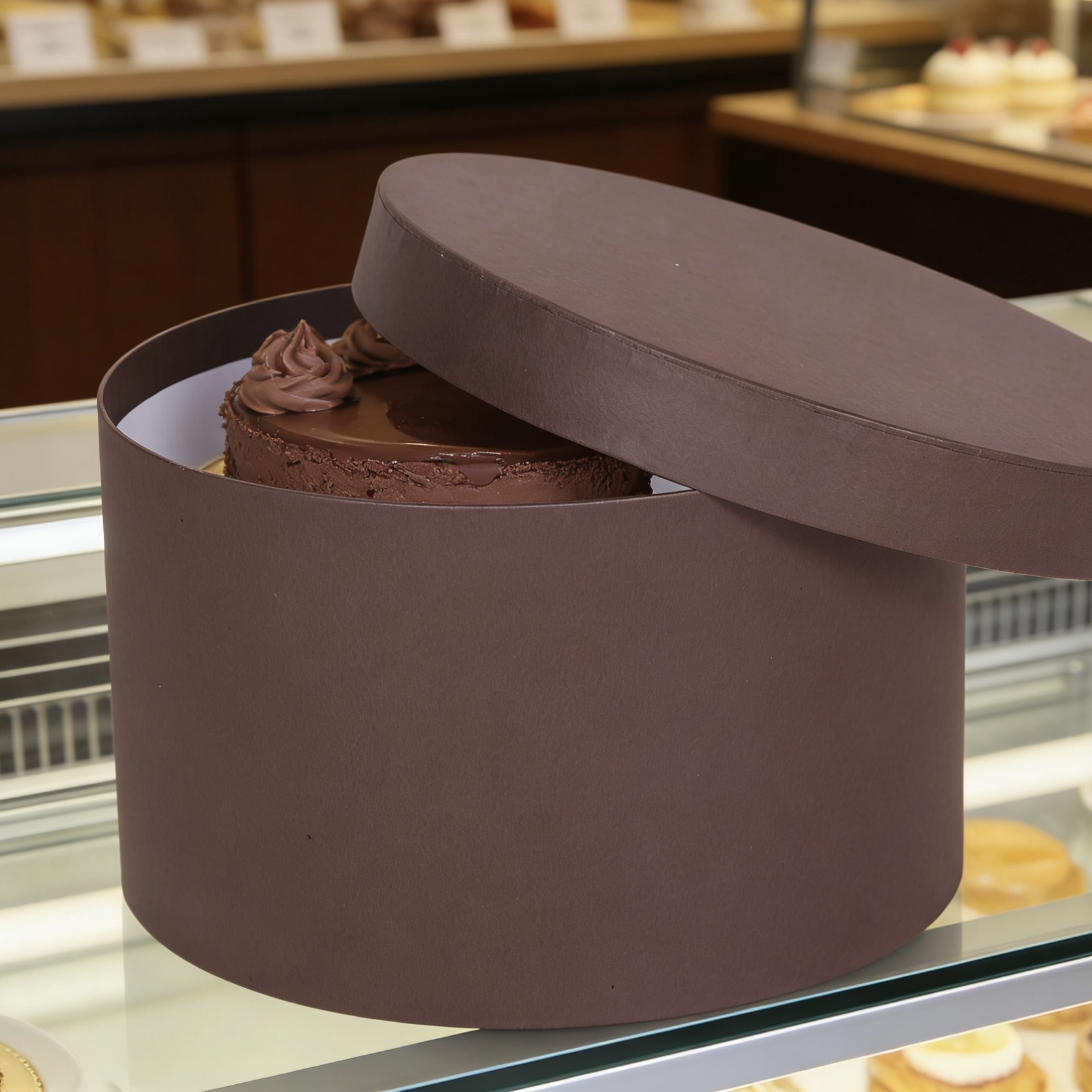 Custom Eco-friendly Brown Round Gift Boxes, Ideal for Packaging Luxury Jewelry, Gift Figurines, and Small Handbags