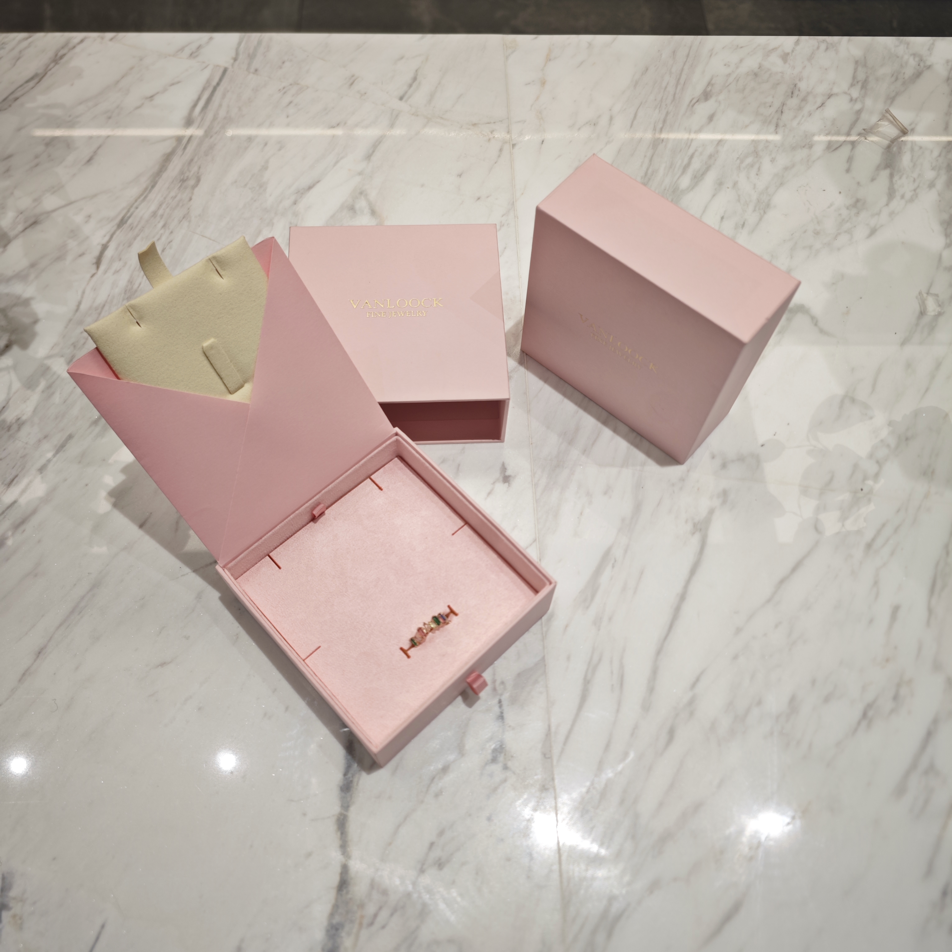 Luxury Pink Jewelry Gift Box with Velvet Interior for Rings Earrings Bracelets, Elegant Packaging for Special Occasions