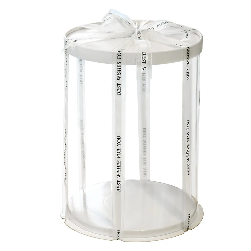 Wholesale Cake Packaging Box Cake Boxes in Bulk Transparent Pet PVC Food Flower Party Gift Round Squared Packaging Plastic with Printing Box