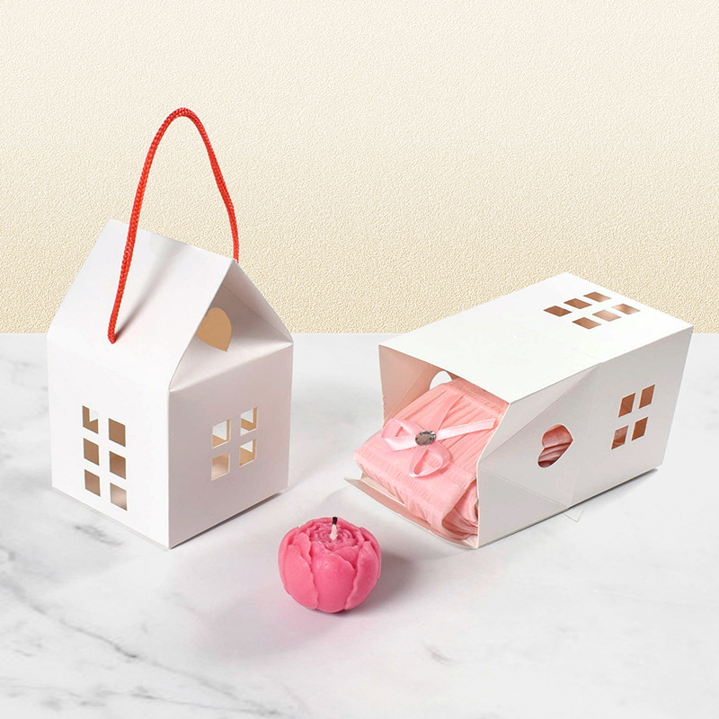 Portable Hollow House Chocolate Candy Biscuit Gift Box Aromatherapy Candle Packing Box Recycled Materials Wedding Souvenirs case