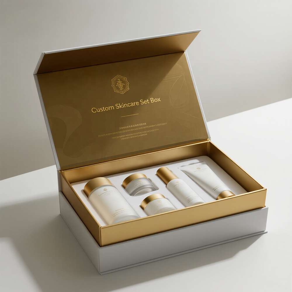 Custom Magnetic Box For Premium Ivory White Gift Box Packaging Of Skincare Set