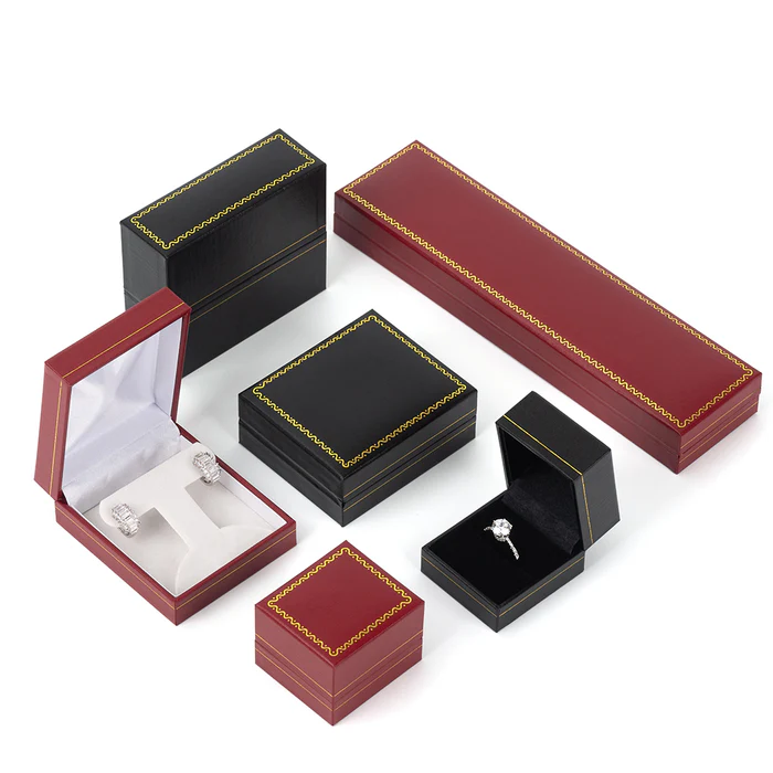 Luxury Classical Red Black Gold Trim Wholesale Custom Logo Display Anniversary Long Chain Bracelet Jewelry Packaging Gift Box