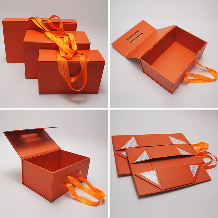 Large Capacity Custom Cosmetics Clothing Magnetic Gift Box Packaging With Ribbon Handle For Supplier Wholesale