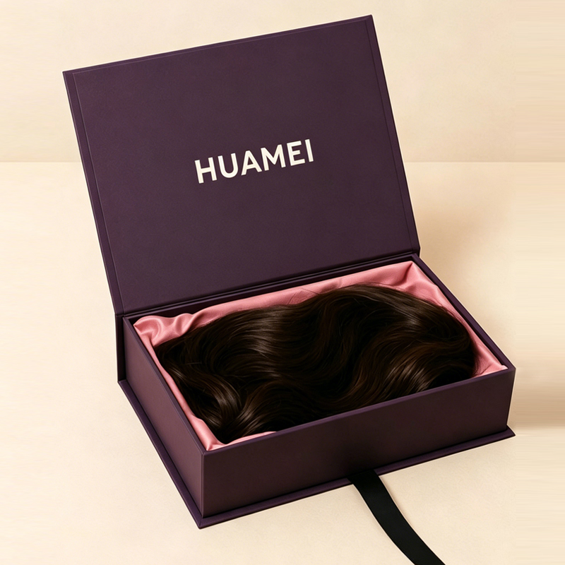 Professional Factory Made Wig Box Recyclable Cardboard Magnetic Hair Packaging Boxes Luxury Folding Gift Box With Satin