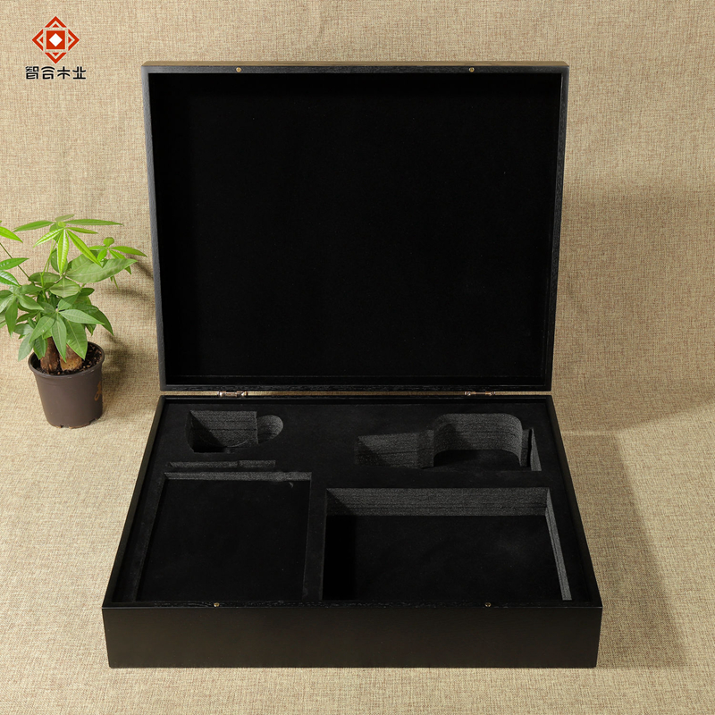 Corporate Anniversary Custom Wooden Box High-End Material Office &amp; Life Combination Business Gift Black Gift Box Set