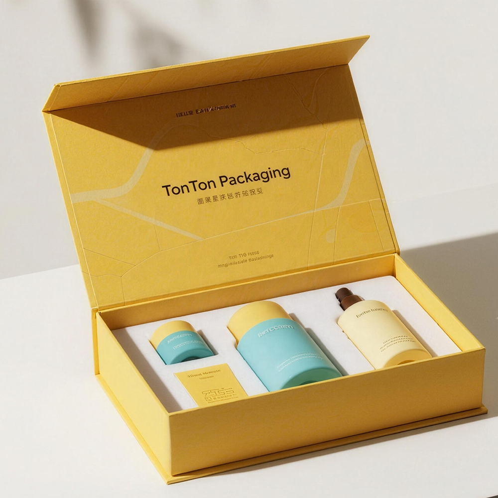 Custom Magnetic Box And Ivory White Gift Box For Skincare Set And Luxury Packaging Box Fine Paper Print