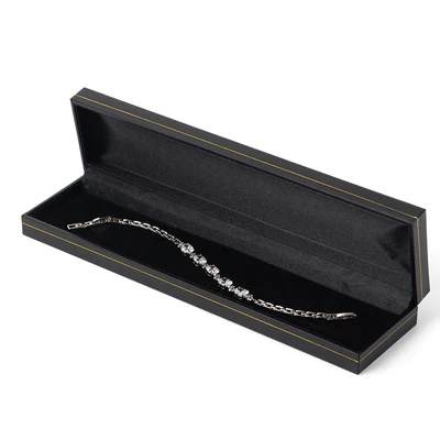 Luxury Classical Red Black Gold Trim Wholesale Custom Logo Display Anniversary Long Chain Bracelet Jewelry Packaging Gift Box
