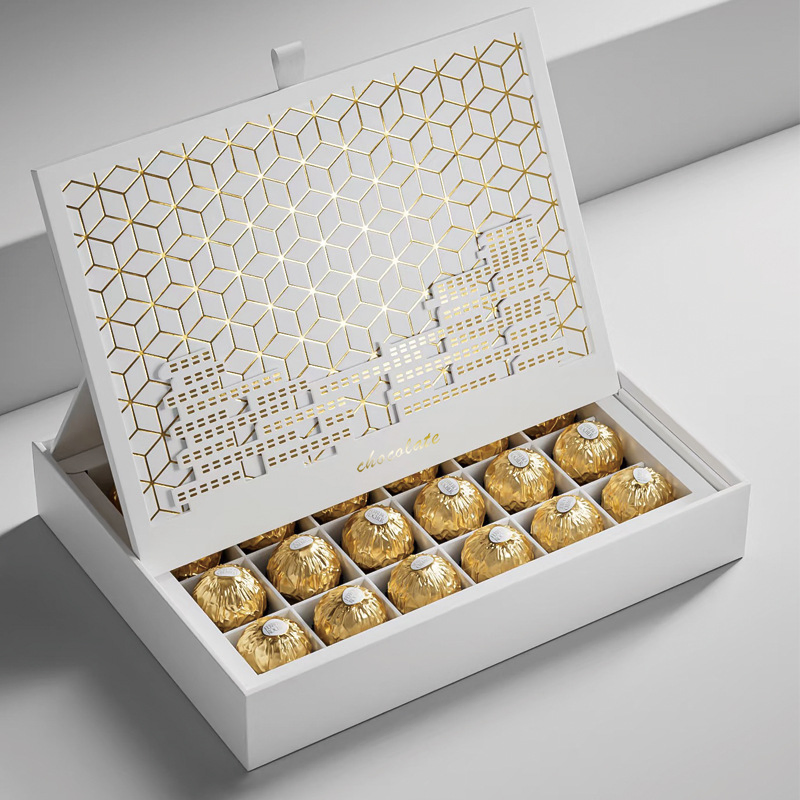 New Product Luxury Retail Texture Customized White Empty Chocolate Packaging Gift Box