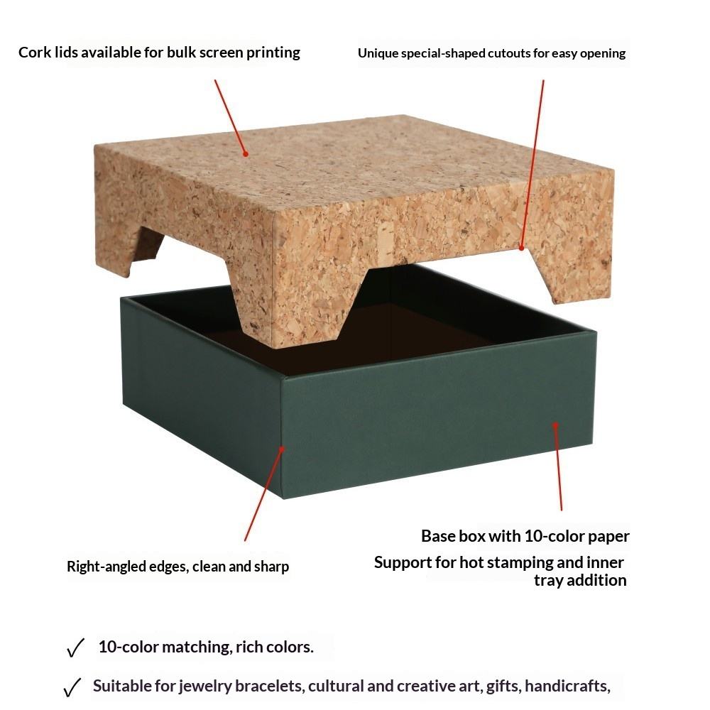 Custom Eco-Friendly Cork Lid Paper Gift Box Square Handmade Jewelry Chocolate Wedding Party Packaging Box