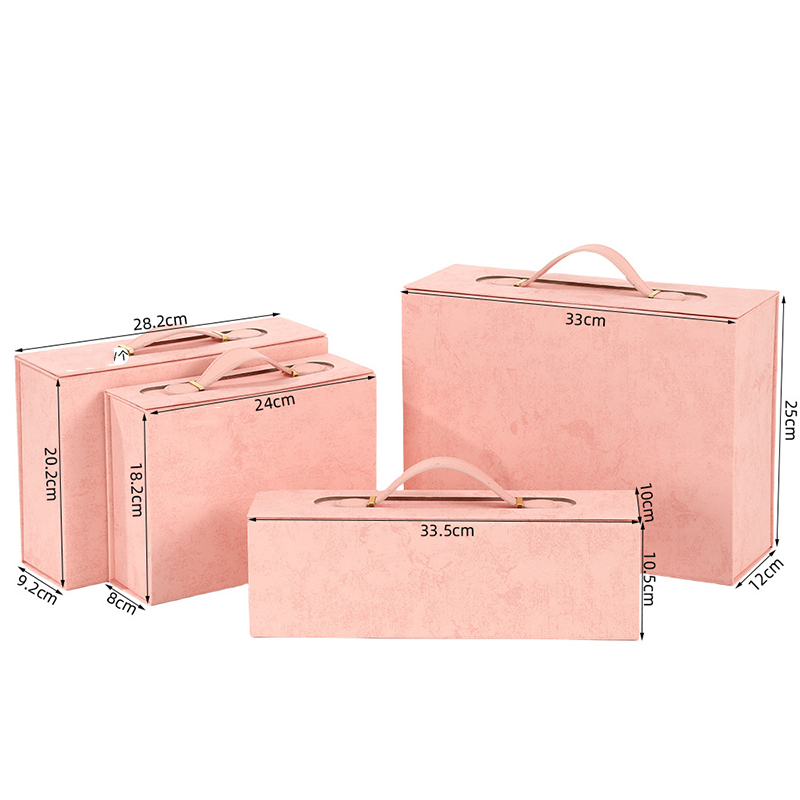 Custom High-end Hard Thick Leather Handle For Clothing Cosmetics Magnetic Suction Emerald Green Flip Cover Folding Hand Gift Box