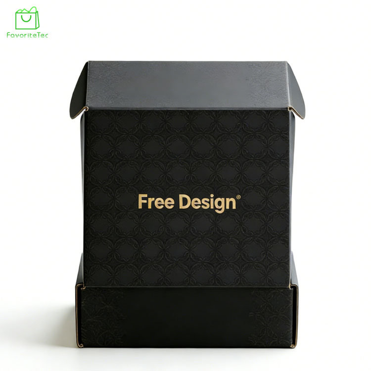 Custom Logo Printing Black Mailer Box Eco-Friendly Corrugated Shipping Paper Packaging Boxes For E-commerce