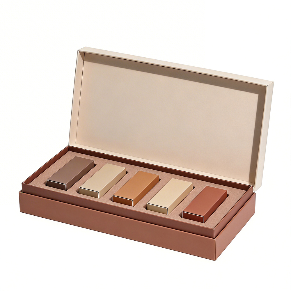 High-End Eco-Friendly Biodegradable Cardboard Cosmetic Box With Magnetic Closure Custom Logo Hot Stamping Handle 2mm Thickness