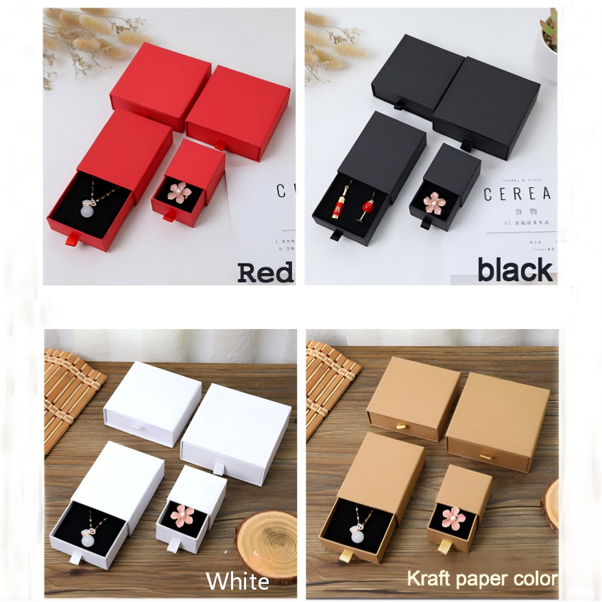 Wholesale Gift Jewellery Box Personalized Custom Luxury Necklace Bracelet Earring Ring Packaging Black Paper Drawer Jewelry Box