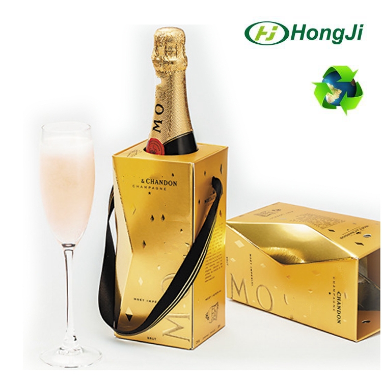 Round Tube Champagne Wine Bottle Cardboard Packaging Gift Box