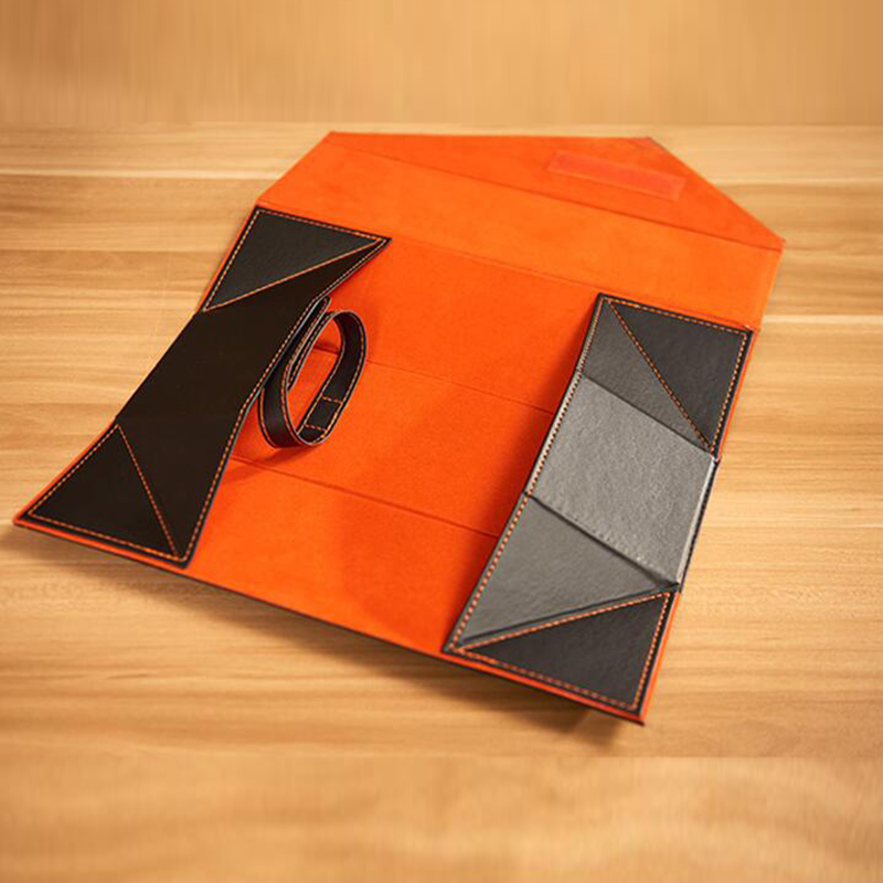 Red Vintage PU Leather Wine Gift Box Empty Portable Folding Presentation Box with Stamping for Candle Wine Gift Packing