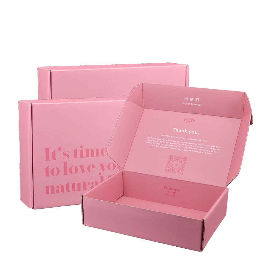 Custom Printed Pink Corrugated Paper Shipping Box Inner View